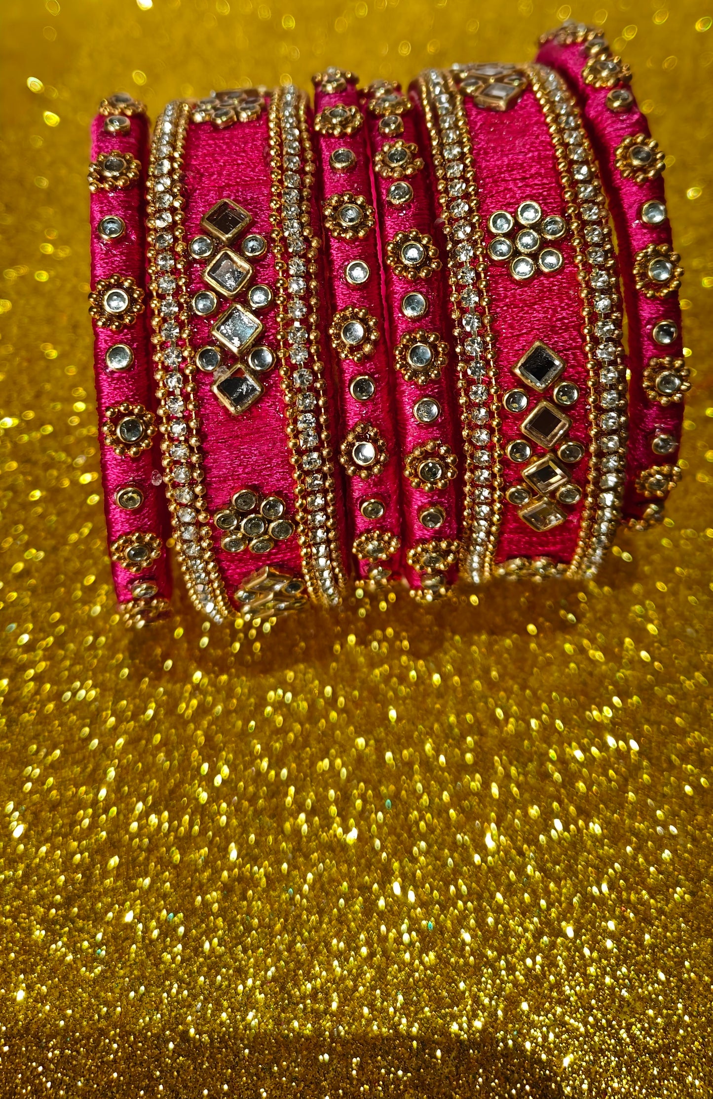 Mirror & Kundan Designer Bangles (Customizable)