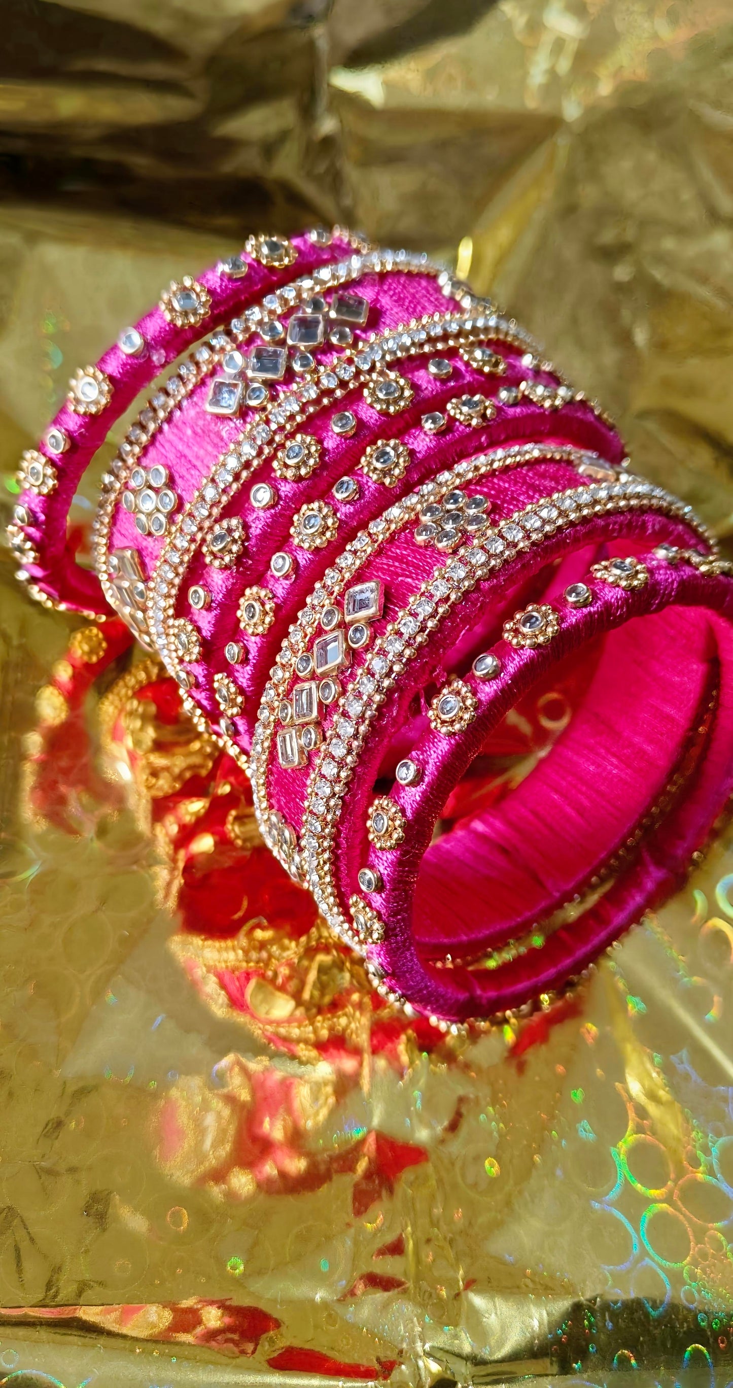 Mirror & Kundan Designer Bangles (Customizable)