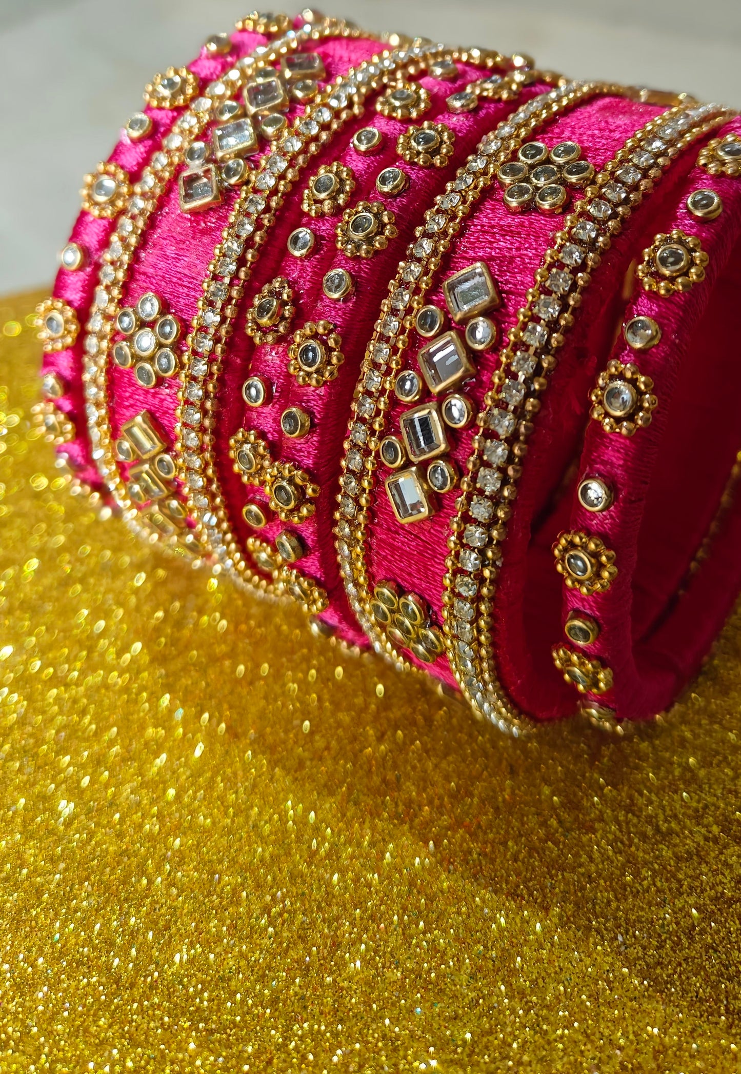 Mirror & Kundan Designer Bangles (Customizable)