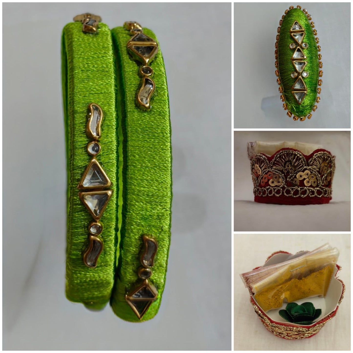 Traditional Potli Gift Set β Customisable Bangles & Matching Saree Pin