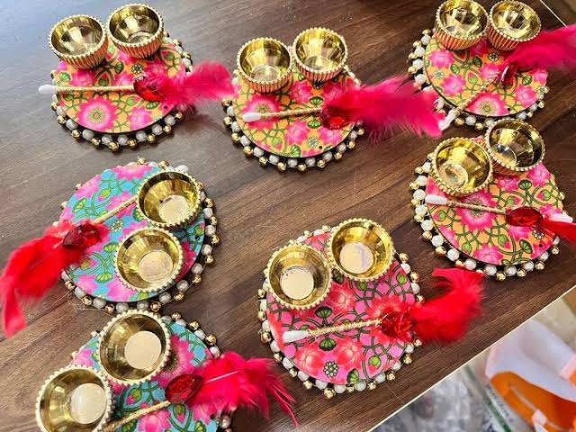 Decorative Pasupu Kumkuma Thali Set (Pack of 10)
