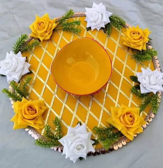 Elegant Floral Haldi Plate