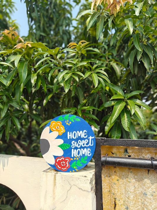 Hand-Painted “Home Sweet Home” Floral Door Sign
