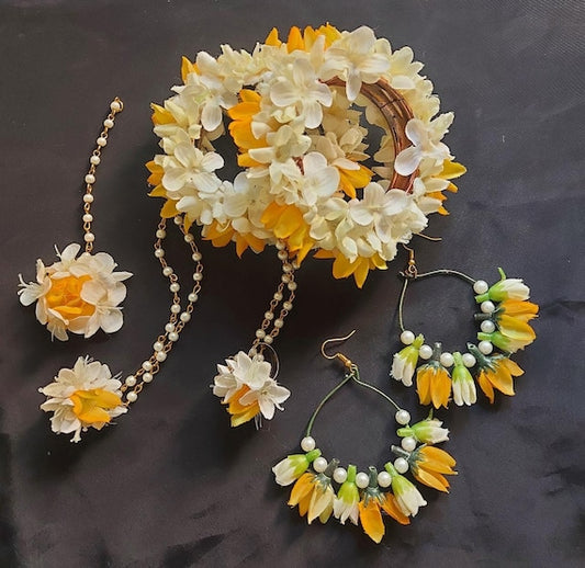 Elegant White & Yellow Daisy-Inspired Floral Jewelry Set