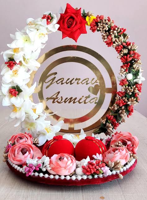 Personalized Floral Engagement Ring Platter