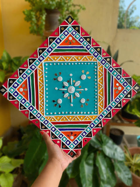 Handcrafted Warli-Inspired Wall Art – Traditional Geometric Decor